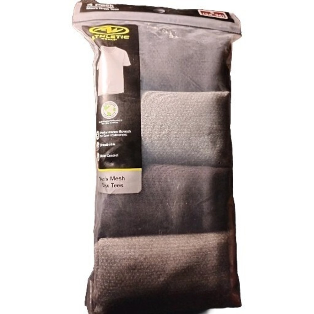 Athletic Works Men's SM T-shirts‎ 4 Pk 34-36 Gray Crew Neck Lightweight Air Mesh